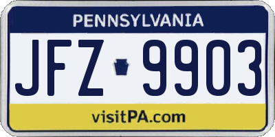 PA license plate JFZ9903