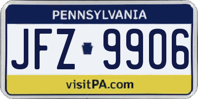 PA license plate JFZ9906