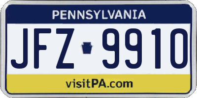 PA license plate JFZ9910