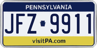 PA license plate JFZ9911