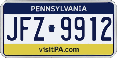 PA license plate JFZ9912