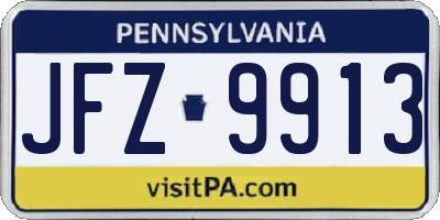 PA license plate JFZ9913
