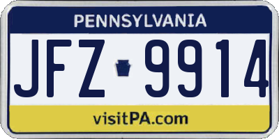 PA license plate JFZ9914