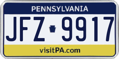 PA license plate JFZ9917