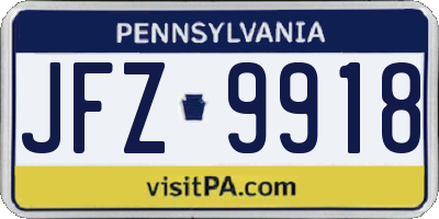 PA license plate JFZ9918