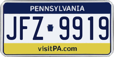 PA license plate JFZ9919