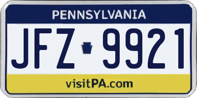 PA license plate JFZ9921