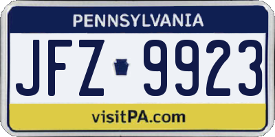 PA license plate JFZ9923