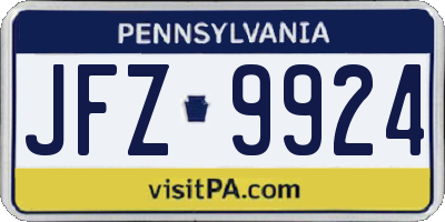PA license plate JFZ9924