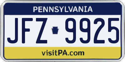 PA license plate JFZ9925