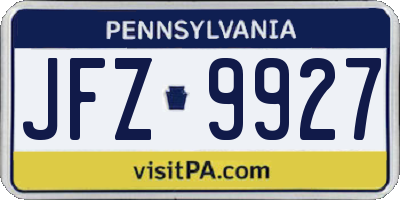 PA license plate JFZ9927