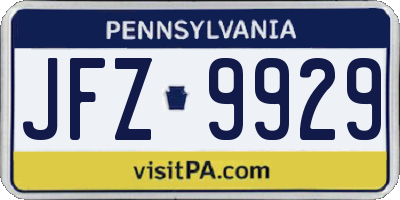 PA license plate JFZ9929