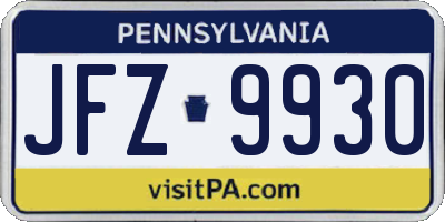PA license plate JFZ9930
