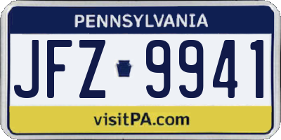 PA license plate JFZ9941