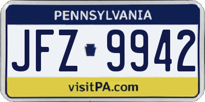 PA license plate JFZ9942
