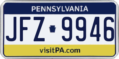 PA license plate JFZ9946