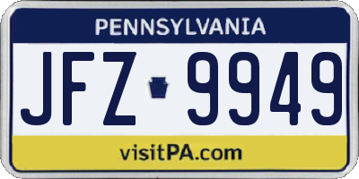 PA license plate JFZ9949