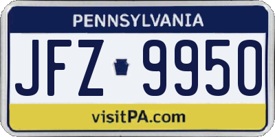 PA license plate JFZ9950