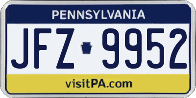 PA license plate JFZ9952