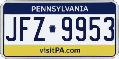 PA license plate JFZ9953