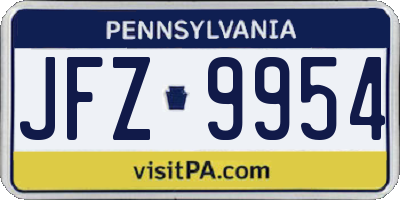 PA license plate JFZ9954