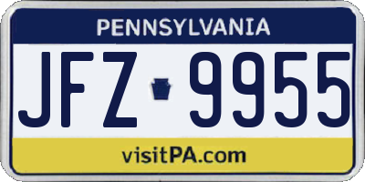 PA license plate JFZ9955