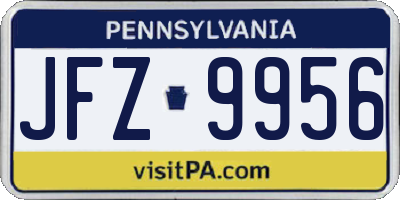 PA license plate JFZ9956