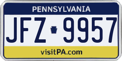 PA license plate JFZ9957