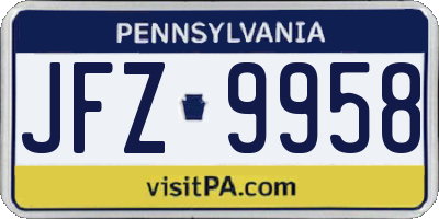 PA license plate JFZ9958