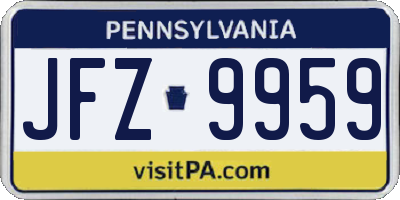 PA license plate JFZ9959