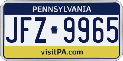 PA license plate JFZ9965