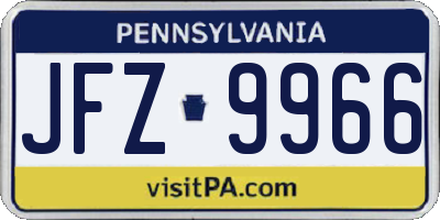 PA license plate JFZ9966