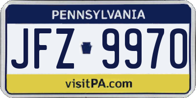 PA license plate JFZ9970