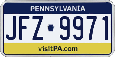 PA license plate JFZ9971