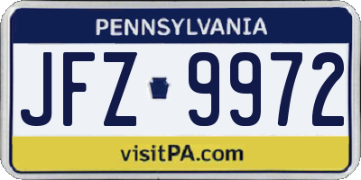 PA license plate JFZ9972