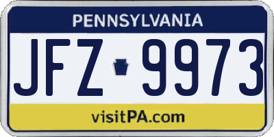 PA license plate JFZ9973
