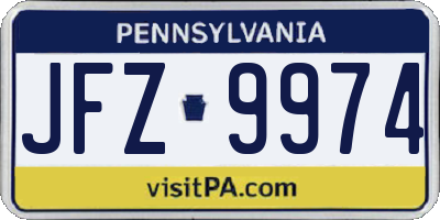 PA license plate JFZ9974