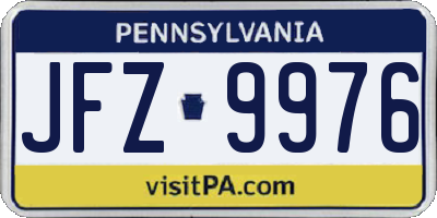 PA license plate JFZ9976