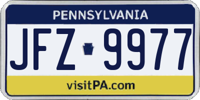 PA license plate JFZ9977