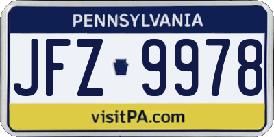 PA license plate JFZ9978