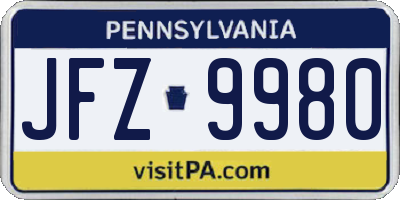 PA license plate JFZ9980