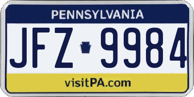 PA license plate JFZ9984