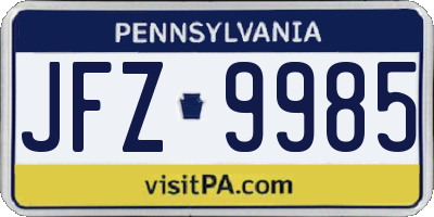 PA license plate JFZ9985
