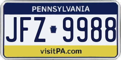 PA license plate JFZ9988