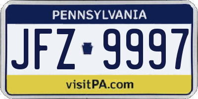 PA license plate JFZ9997