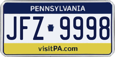 PA license plate JFZ9998