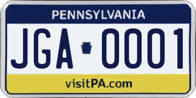 PA license plate JGA0001