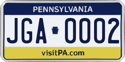 PA license plate JGA0002