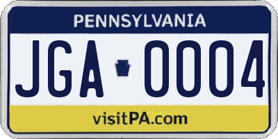 PA license plate JGA0004