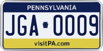 PA license plate JGA0009